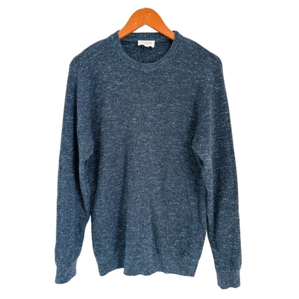 Octobre Éditions Crewneck Cotton Linen Pullover Navy Blue Mélange Knit Sweater L